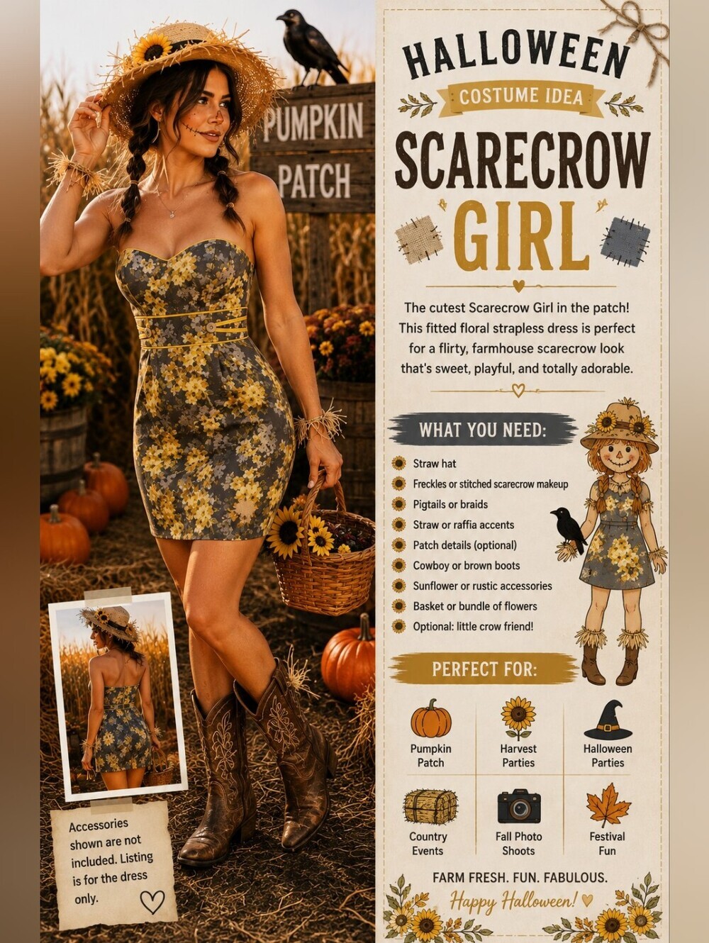 Trixxi Strapless Floral Dress Size 9 Yellow Gray Cottagecore Coquette